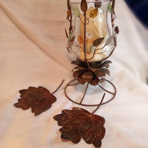 Copper Embellished Hurricane Candle Holder Set - Picture 7 of 15